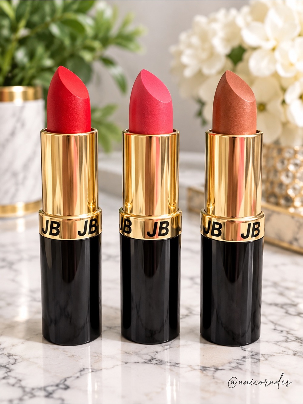 Joe Blasco 3-Pc Lipstick Set Red Pink Nude NEW Unused
